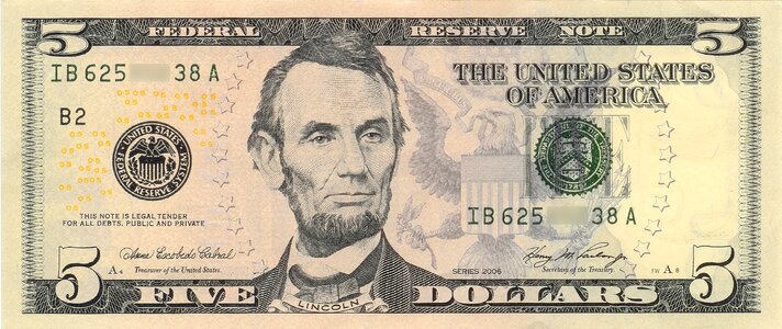 16th president of the united states may 5 dollars trade