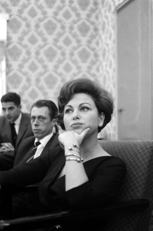 Persconferentie in het Carltonhotel door filmactrice Haya Harareet, Bestanddeelnr 911-6569