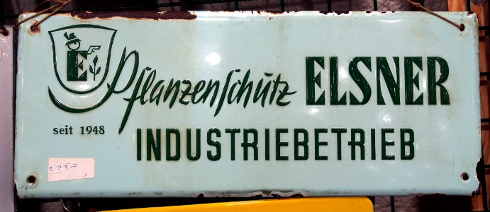 Pflantzenschütz Elsner Industriebetrieb, emaille reklame bord