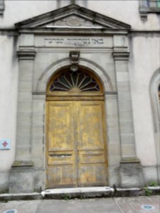 Phalsbourg (Moselle) synagogue, porte d'entrée
