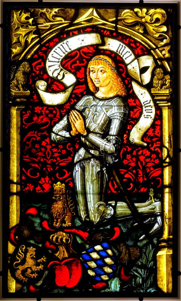 Pfalzgraf Philipp I (1448-1508) as donor, from St. Cacilien in Neckarsteinach, Middle Rhine - Pfalz, 1483 AD, stained and painted glass - Hessisches Landesmuseum Darmstadt - Darmstadt, Germany - DSC00614