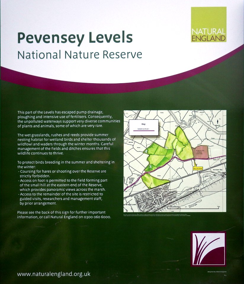 Pevensey Levels Nature Reserve Information Board, Sluice Lane, Bexhill