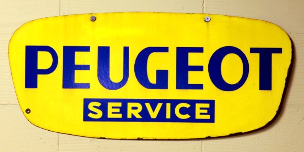 Peugeot service enamel advert sign at the den hartog ford museum pic-086
