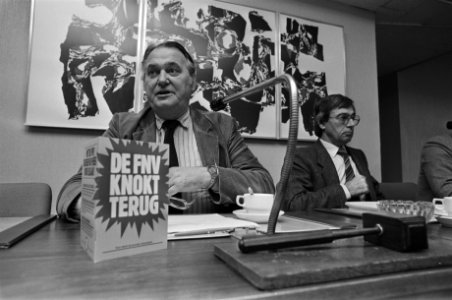 Persconferentie FNV over het verloop van de FNV-actieweek Herman Bode (vice-voor, Bestanddeelnr 933-1648