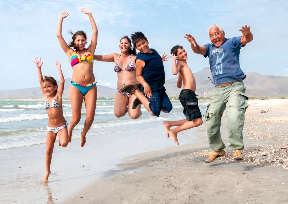 Peoples jumping in La Guardia beach