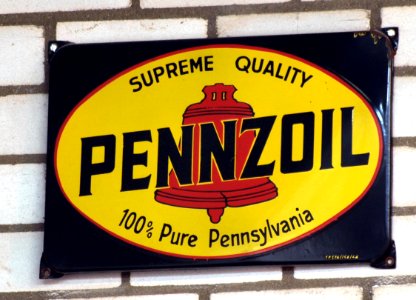 PENZZOIL supreme quality, 100% Pure Pennsylvania, enamel advertising sign