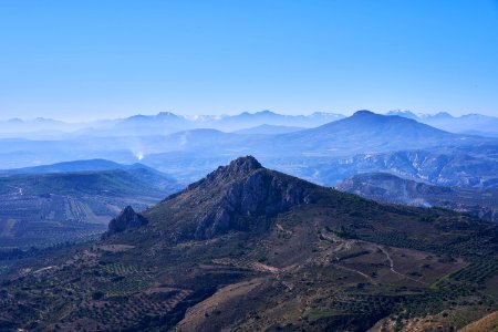 Penteskoufi Hill from the Acrocorinth on January 10, 2020