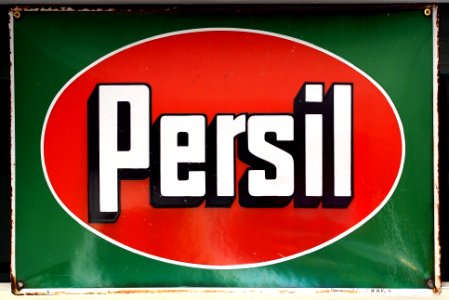 Persil emaille reclamebord groen-rood