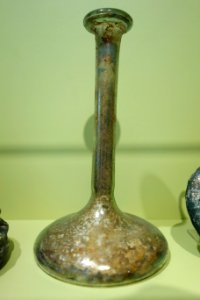 Perfume Bottle, Eastern Mediterranean, 100 BC - 200 AD, free-blown glass, rolled and flared rim - Huntington Museum of Art - DSC04829