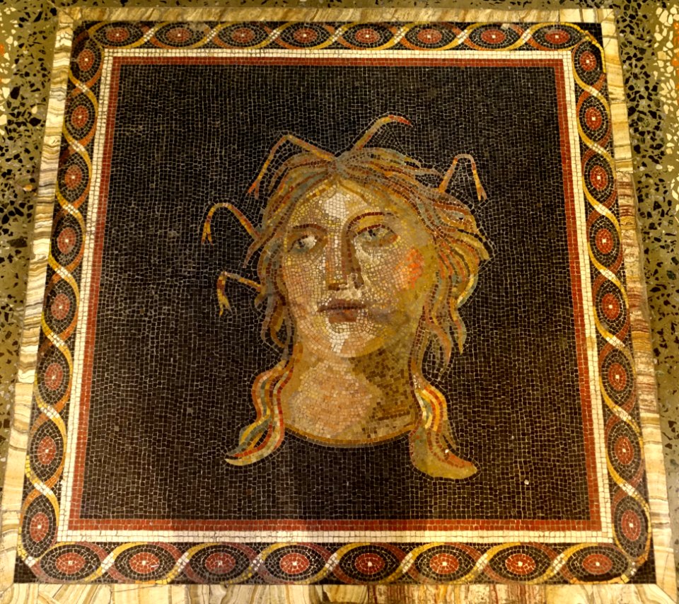 Personification of the sea, fragment, Roman, 3rd century AD, mable mosaic - Galleria Borghese - Rome, Italy - DSC04813