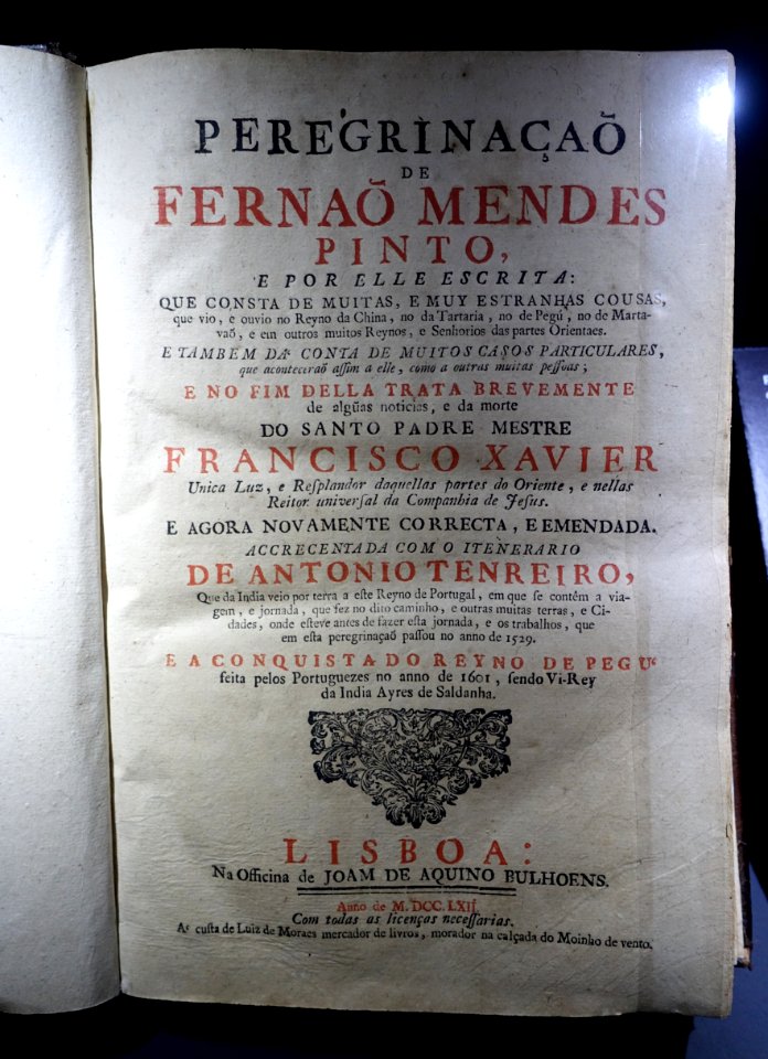 Peregrinação, Fernao Mendes, Lisbon, 1762 AD - Museu do Oriente - Lisbon, Portugal - DSC07030