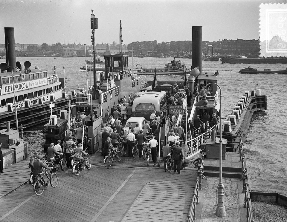 Persexcursie IJ-tunnel Comité. IJ-pont tijdens spitsuren, Bestanddeelnr 905-8806