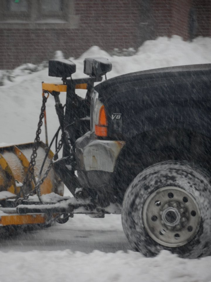 Pick up truck plowing