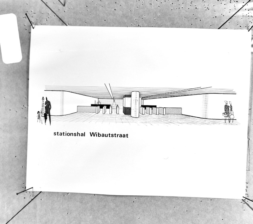 Persexcursie van gemeente Amsterdam over metro, Amsterdam tekening van metro-st, Bestanddeelnr 923-7674