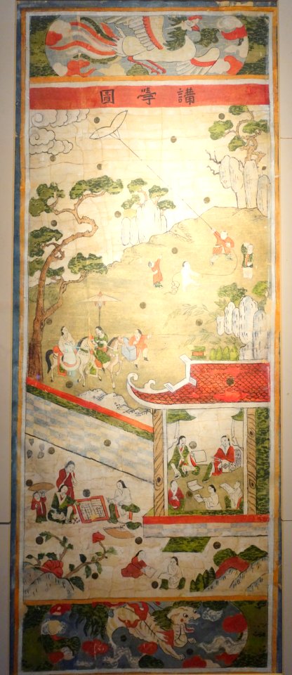 Picture of giving lecture, Doc Loi temple, Nghe An province, late 18th century, Do (poonah) paper - Vietnam National Museum of Fine Arts - Hanoi, Vietnam - DSC05107