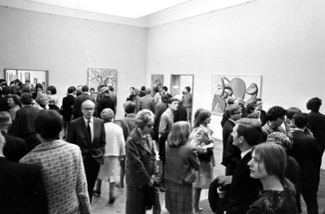 Picasso-tentoonstelling in de rij voor het Stedelijk Museum, drukte in museum, Bestanddeelnr 920-1372