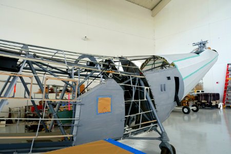 Piasecki HRP-1 Flying Banana, in restoration - Evergreen Aviation & Space Museum - McMinnville, Oregon - DSC00667