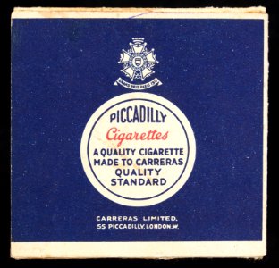 Piccadilly cigarettes pack, back