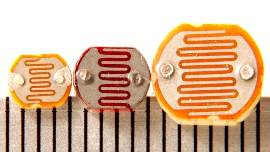 Photoresistors - three sizes - mm scale