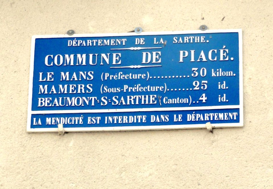 Piacé (Sarthe) plaque de cocher