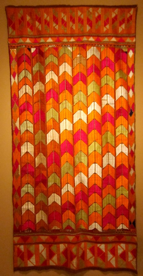 Phulkari from Punjab, India, 20th century, khadi, silk, plain weave, embroidery, Honolulu Museum of Art