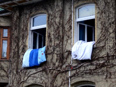Pillow in a window of a house in Eisenach photo