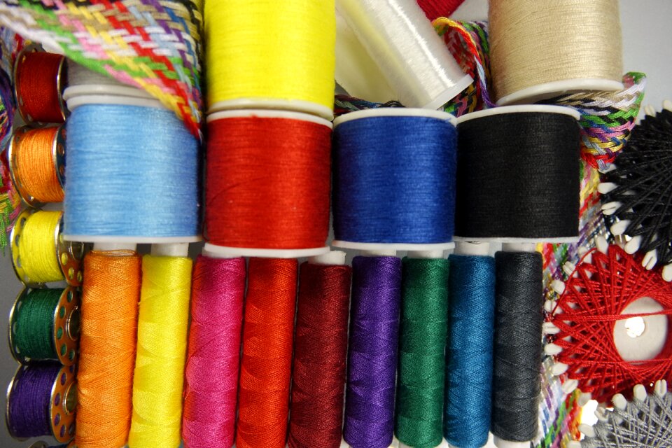 Coiled colorful thread