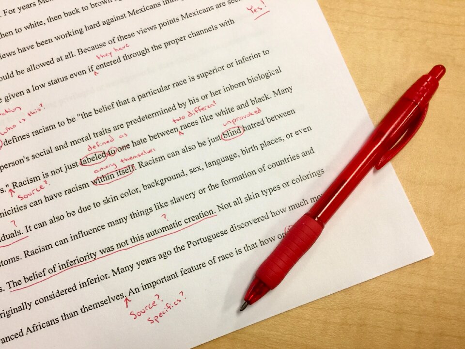 Red ink corrections first draft