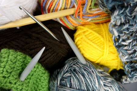 Hand labor knitting needles colorful photo