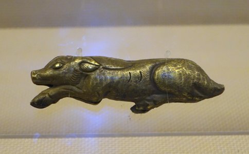 Pig, China, unearthed from Wangjian Tomb, Chengdu City, Former Shu of Five Dynasties, 907-925 AD, silver-gilt copper - Sichuan Provincial Museum - Chengdu, China - DSC04556