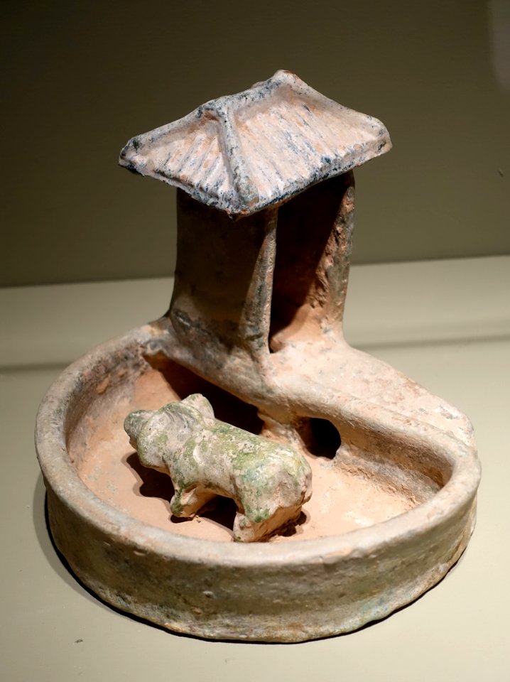 Pigpen, North central China, Henan or Shaanxi province, Eastern Han dynasty, 1st-2nd century AD, earthenware with calcified green lead glaze - Portland Art Museum - Portland, Oregon - DSC08587