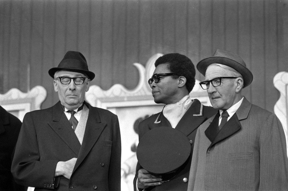 Piet Muyselaar, Donald Jones en Willy Walden (van links naar rechts) tijdens hun, Bestanddeelnr 923-4360