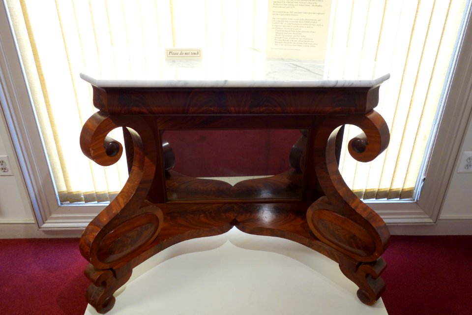 Pier table made by H. Bradley & Sons, Alexandria, mahogany, white pine, replacement marble - The Lyceum - Alexandria, Virginia - DSC03484