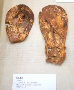 Sandals, Adindan, Nubia, Cemetery T, tomb 166, C-Group III, 1600-1550 BC, leather - Oriental Institute Museum, University of Chicago - DSC08031 photo