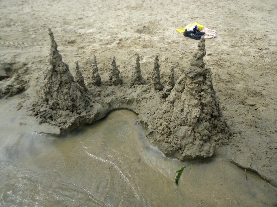 Sandcastle at Lake Hopatcong using drip castle method