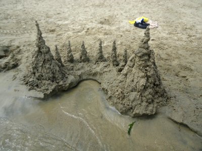 Sandcastle at Lake Hopatcong using drip castle method