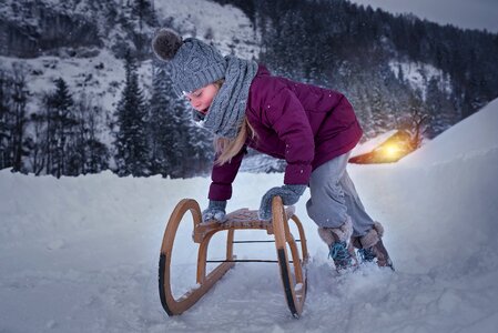 Girl slide toboggan photo