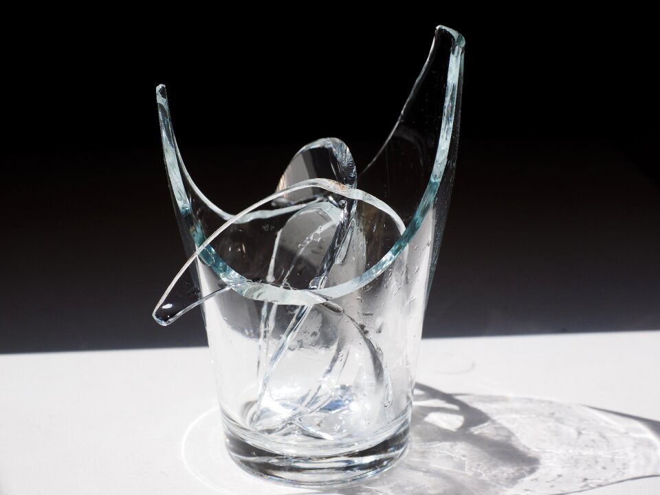 Glass breakage sharp cut