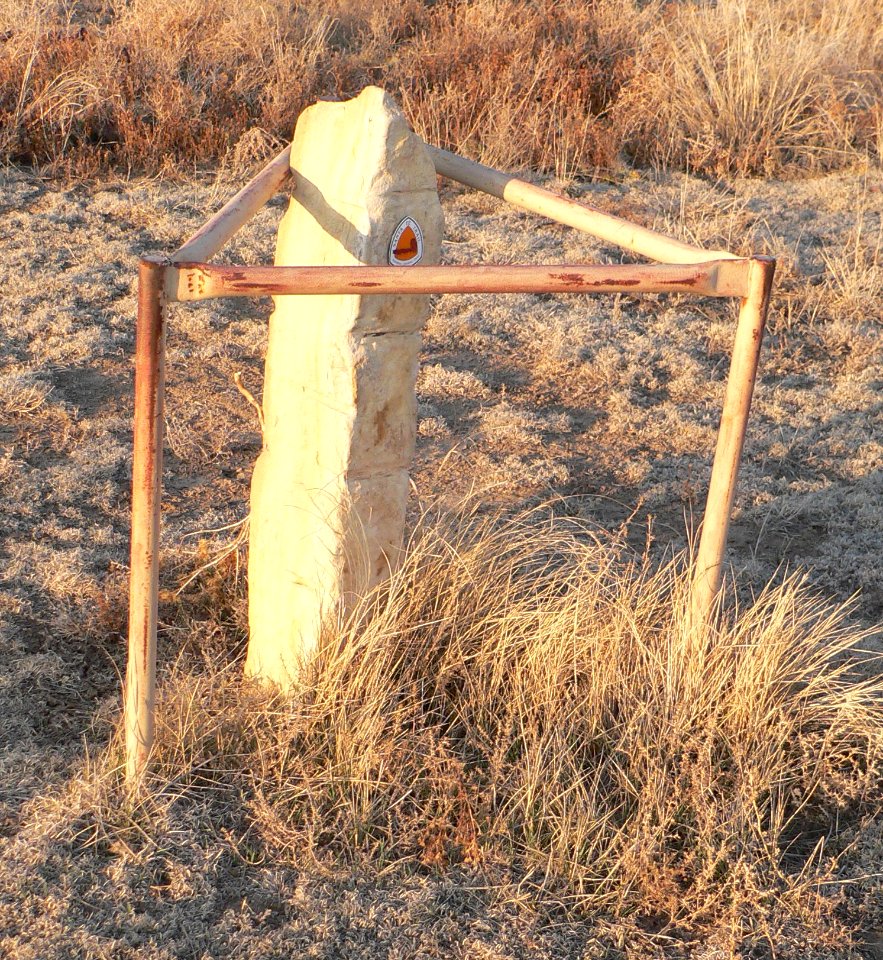 Santa Fe Trail limestone marker ca. quarter-mile E of KS27 - 2