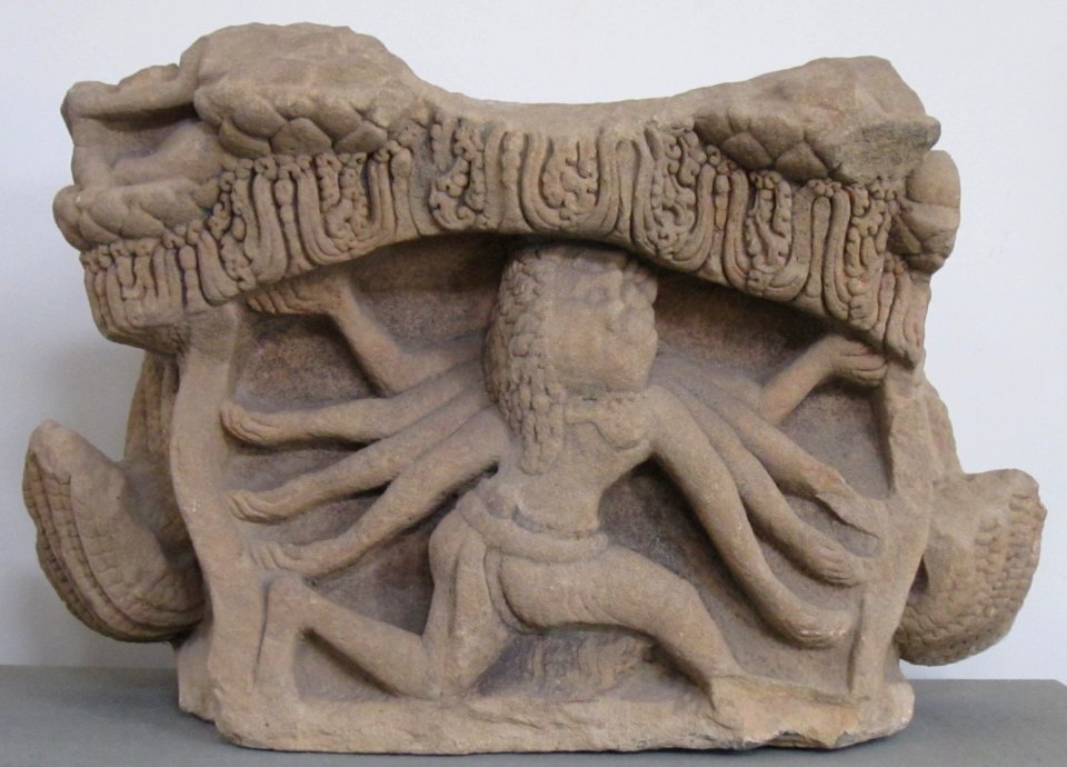 Sandstone pedestal (possibly Queen Maya), late 9th- early 10th century, Museum of Cham Sculpture