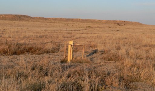 Santa Fe Trail limestone marker ca. quarter-mile E of KS27 - 1