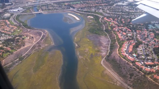 San Diego Creek seen from Airplane and CA route 73