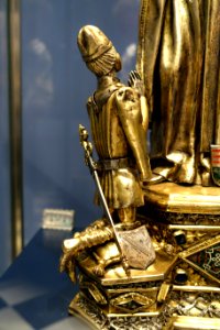 San Vincente Ferrer with praying figure of Juan de Zuniga, Master of the Order of Alcantara, view 2, c. 1460-1470 AD, silver and Granada enamels - Museo Nacional de Artes Decorativas - Madrid, Spain - DSC08042