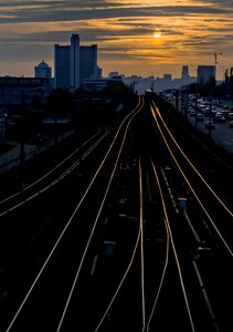 City sunset railways