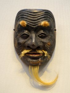 Sanbaso type noh mask, Muromachi to Azuchi-Momoyama period, 1400s-1500s AD, wood, polychromy - Tokyo National Museum - Ueno Park, Tokyo, Japan - DSC08995