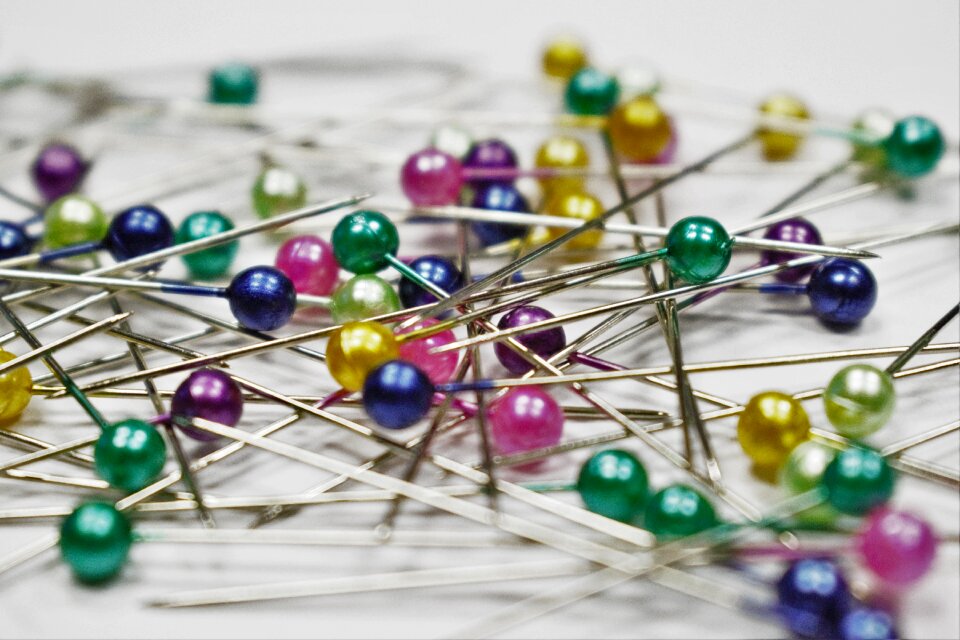 Sewing pinned colorful