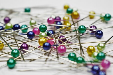 Sewing pinned colorful