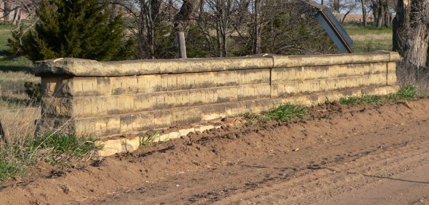 Sand Creek, CR 230 bridge, Rush Co KS, W railing 1