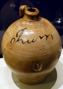 Rum jug, probably New York or New Jersey, c. 1790, stoneware - National Museum of American History - DSC00120