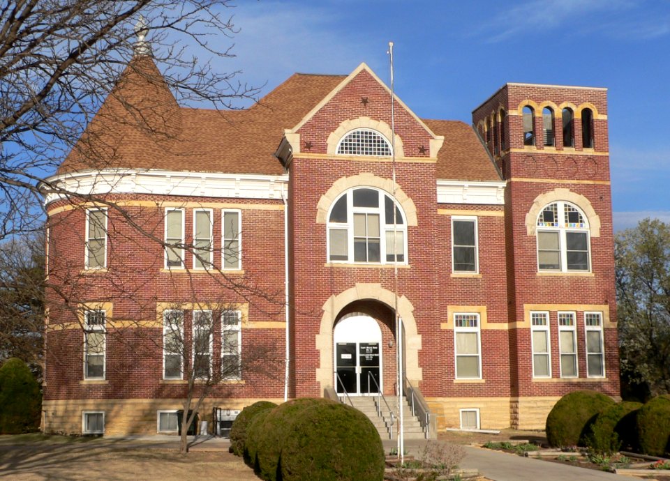 Rush County, Kansas, courthouse from E 1